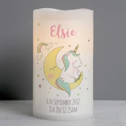 Personalised Baby Unicorn Led Candle><noscript><img width=