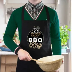 Personalised Bbq King Black Apron><noscript><img width=