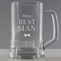 Personalised Best Man Pint Stern Tankard>Temptation Gifts Fashion