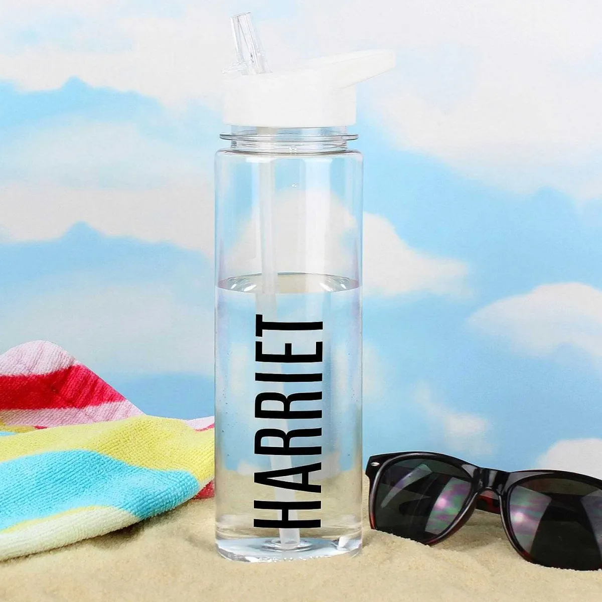 Personalised Black Letter Water Bottle>Temptation Gifts Best