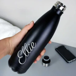 Personalised Black Metal Insulated Drinks Bottle><noscript><img width=
