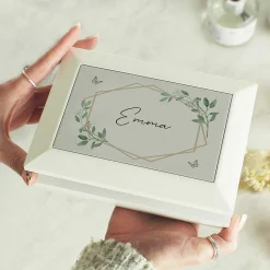 Personalised Botanical Butterfly Wooden Jewellery Box><noscript><img width=