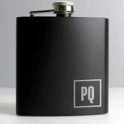 Personalised Boxed Black Initials Hip Flask>Temptation Gifts Hot