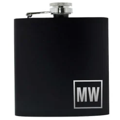 Personalised Boxed Black Initials Hip Flask><noscript><img width=
