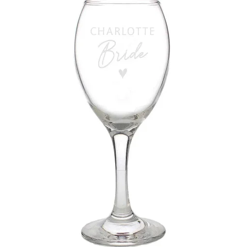 Personalised Bride Wine Glass>Temptation Gifts New