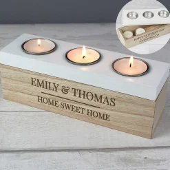 Personalised Classic Triple Tea Light Box><noscript><img width=
