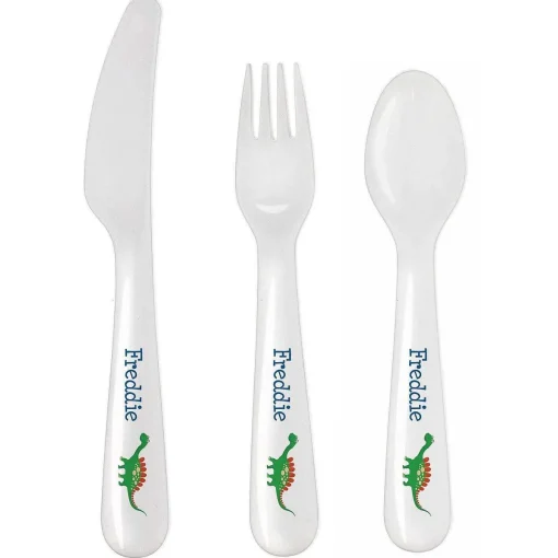 Personalised Dinosaur 3 Piece Plastic Cutlery Set>Temptation Gifts Cheap