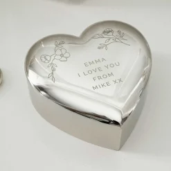 Personalised Floral Free Text Heart Trinket Box><noscript><img width=