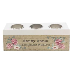 Personalised Floral Watercolour Triple Tealight Holder>Temptation Gifts Best