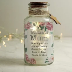 Personalised Floral Watercolour Led Glass Jar>Temptation Gifts Outlet