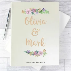 Personalised Floral Watercolour Wedding Planner><noscript><img width=