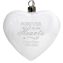 Personalised 'Forever In Our Hearts' Led Hanging Glass Heart>Temptation Gifts Cheap