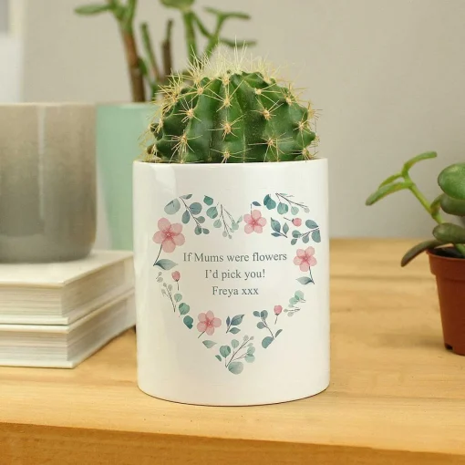 Personalised 'Free Text' Floral Heart Ceramic Storage Pot>Temptation Gifts Best