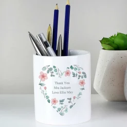 Personalised 'Free Text' Floral Heart Ceramic Storage Pot><noscript><img width=