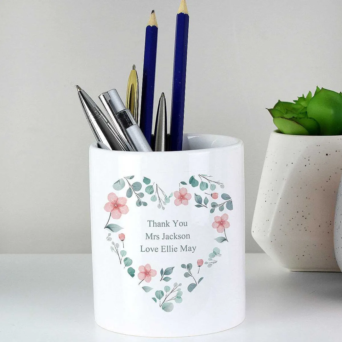 Personalised 'Free Text' Floral Heart Ceramic Storage Pot>Temptation Gifts Best