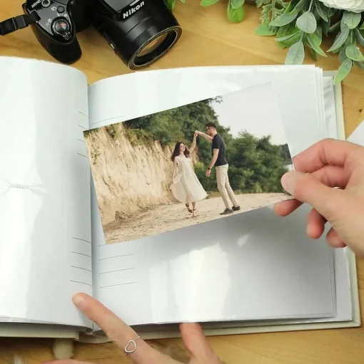 Personalised Gold Heart Couples Square Photo Album>Temptation Gifts Shop