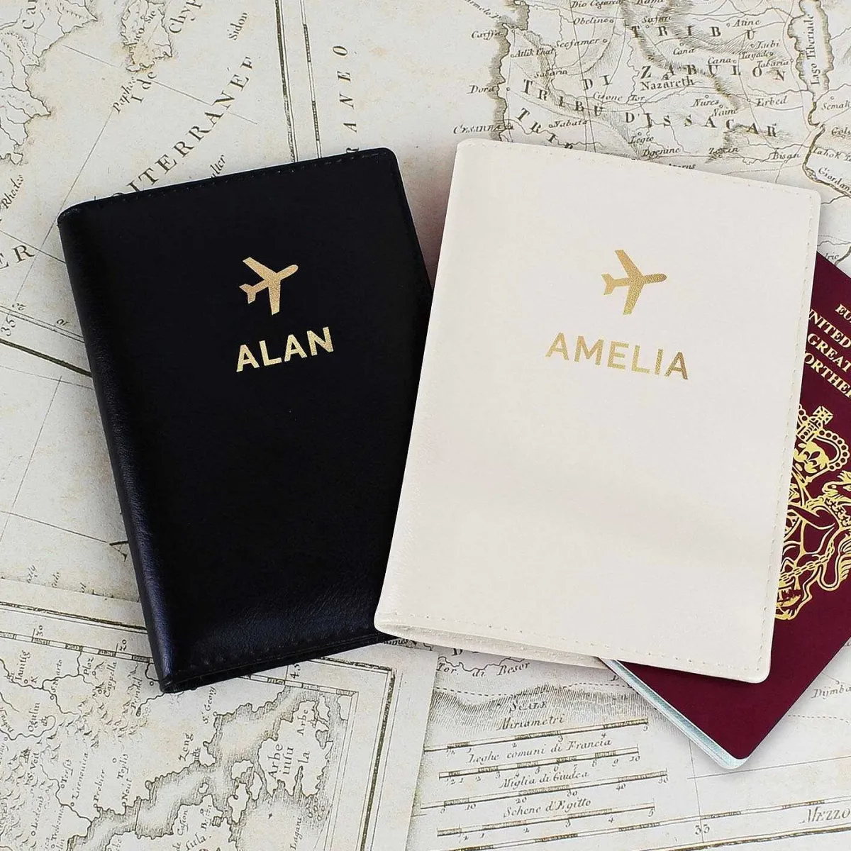 Personalised Gold Name Passport Holders Set>Temptation Gifts Online