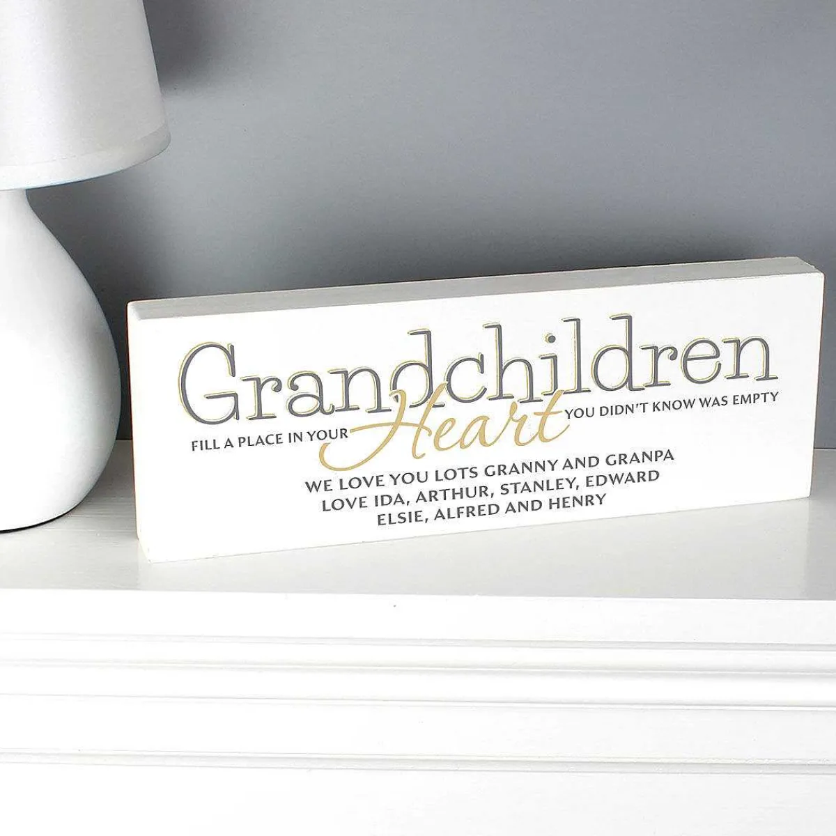 Personalised Grandchildren Wooden Block Sign>Temptation Gifts Cheap