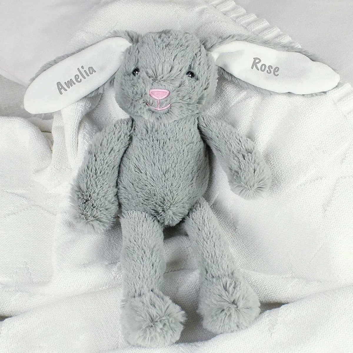 Personalised Grey Plush Bunny>Temptation Gifts Clearance