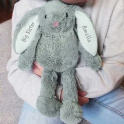 Personalised Grey Plush Bunny><noscript><img width=