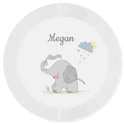 Personalised Hessian Elephant Plastic Plate>Temptation Gifts Sale