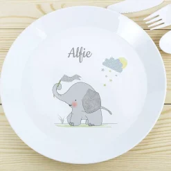 Personalised Hessian Elephant Plastic Plate>Temptation Gifts Sale