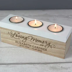 Personalised 'In Loving Memory' Triple Tea Light Box><noscript><img width=