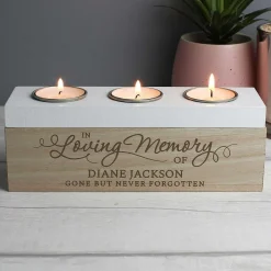 Personalised 'In Loving Memory' Triple Tea Light Box><noscript><img width=