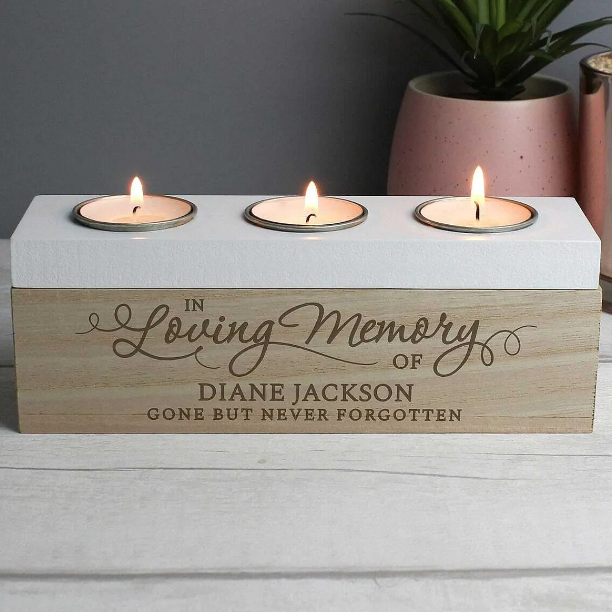 Personalised 'In Loving Memory' Triple Tea Light Box>Temptation Gifts Hot