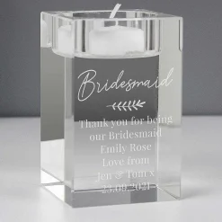 Personalised Leaf Glass Tea Light Holder><noscript><img width=