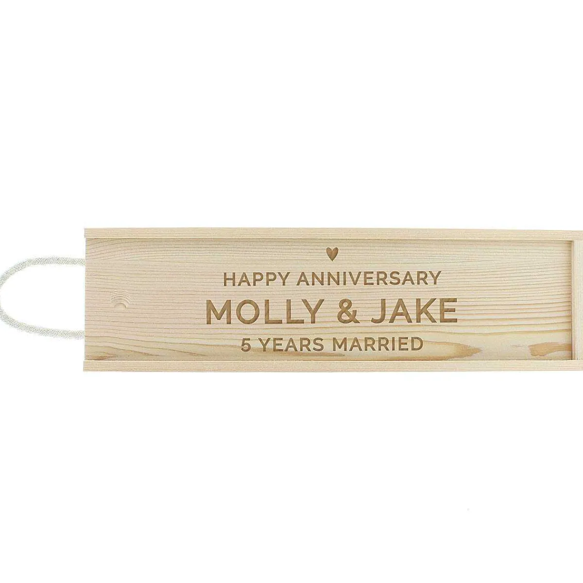 Personalised Love Heart Wooden Wine Bottle Box>Temptation Gifts Hot