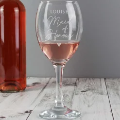 Personalised Maid Of Honour Wine Glass>Temptation Gifts Online
