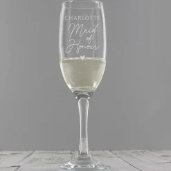 Personalised Maid Of Honour Flute Glass>Temptation Gifts Online