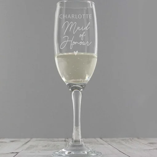 Personalised Maid Of Honour Flute Glass>Temptation Gifts Online