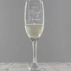 Personalised Maid Of Honour Flute Glass>Temptation Gifts Online