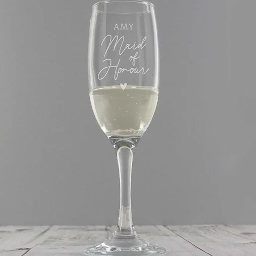 Personalised Maid Of Honour Flute Glass>Temptation Gifts Online