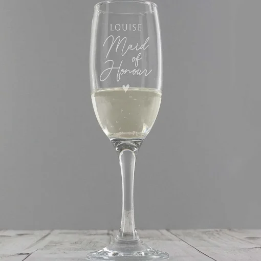 Personalised Maid Of Honour Flute Glass>Temptation Gifts Online