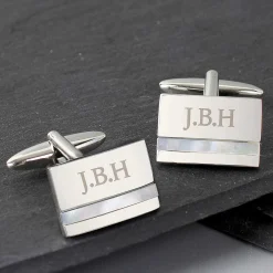 Personalised Mother Of Pearl Cufflinks><noscript><img width=