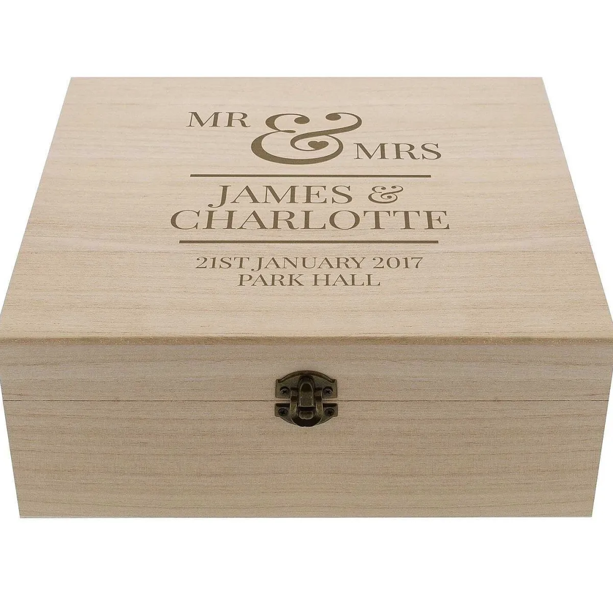 Personalised Mr & Mrs Large Wooden Keepsake Box>Temptation Gifts Sale