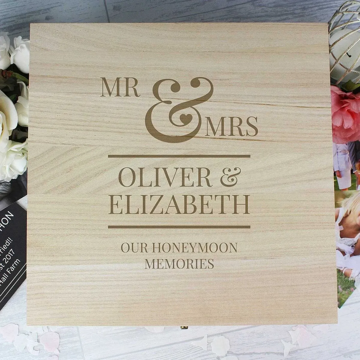 Personalised Mr & Mrs Large Wooden Keepsake Box>Temptation Gifts Sale
