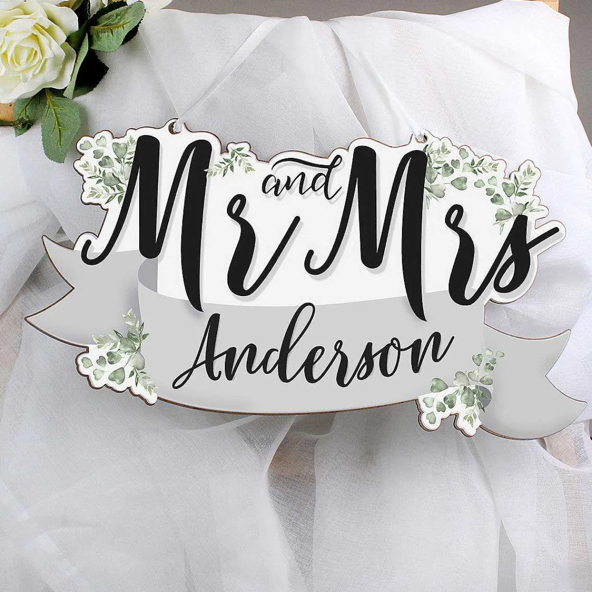 Personalised 'Mr & Mrs' Wooden Hanging Decoration>Temptation Gifts Best
