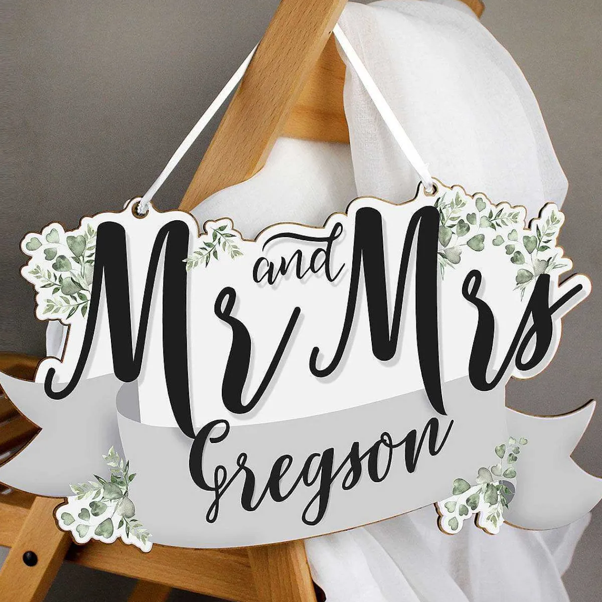 Personalised 'Mr & Mrs' Wooden Hanging Decoration>Temptation Gifts Best
