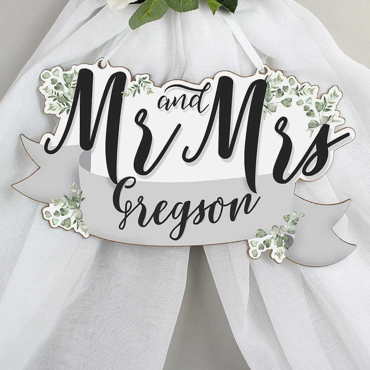 Personalised 'Mr & Mrs' Wooden Hanging Decoration>Temptation Gifts Best
