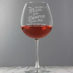 Personalised 'Mum You Deserve This' Gin Balloon Glass>Temptation Gifts Best Sale