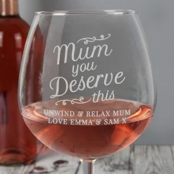 Personalised 'Mum You Deserve This' Gin Balloon Glass>Temptation Gifts Best Sale