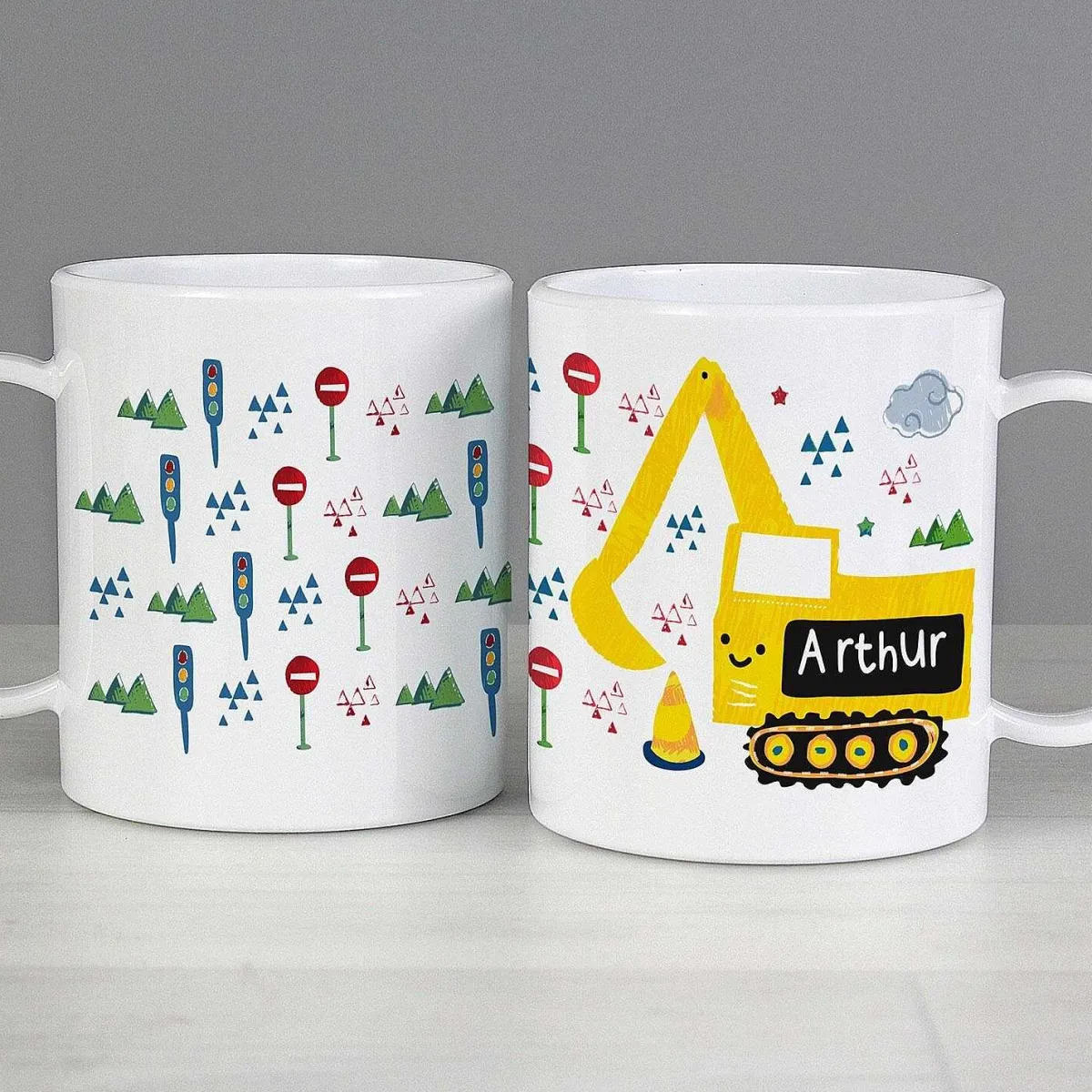 Personalised Plastic Digger Mug>Temptation Gifts New