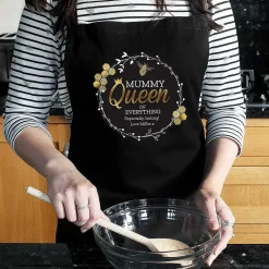 Personalised Queen Bee Black Apron><noscript><img width=
