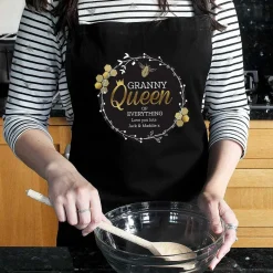 Personalised Queen Bee Black Apron><noscript><img width=