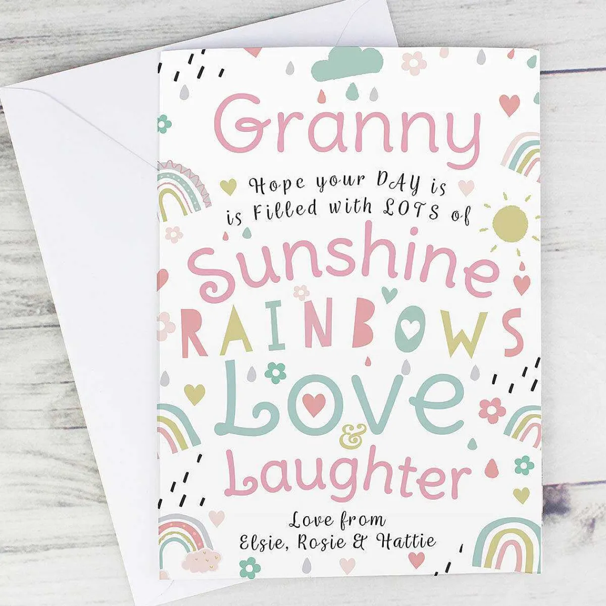 Personalised Rainbows & Sunshine Card>Temptation Gifts Store