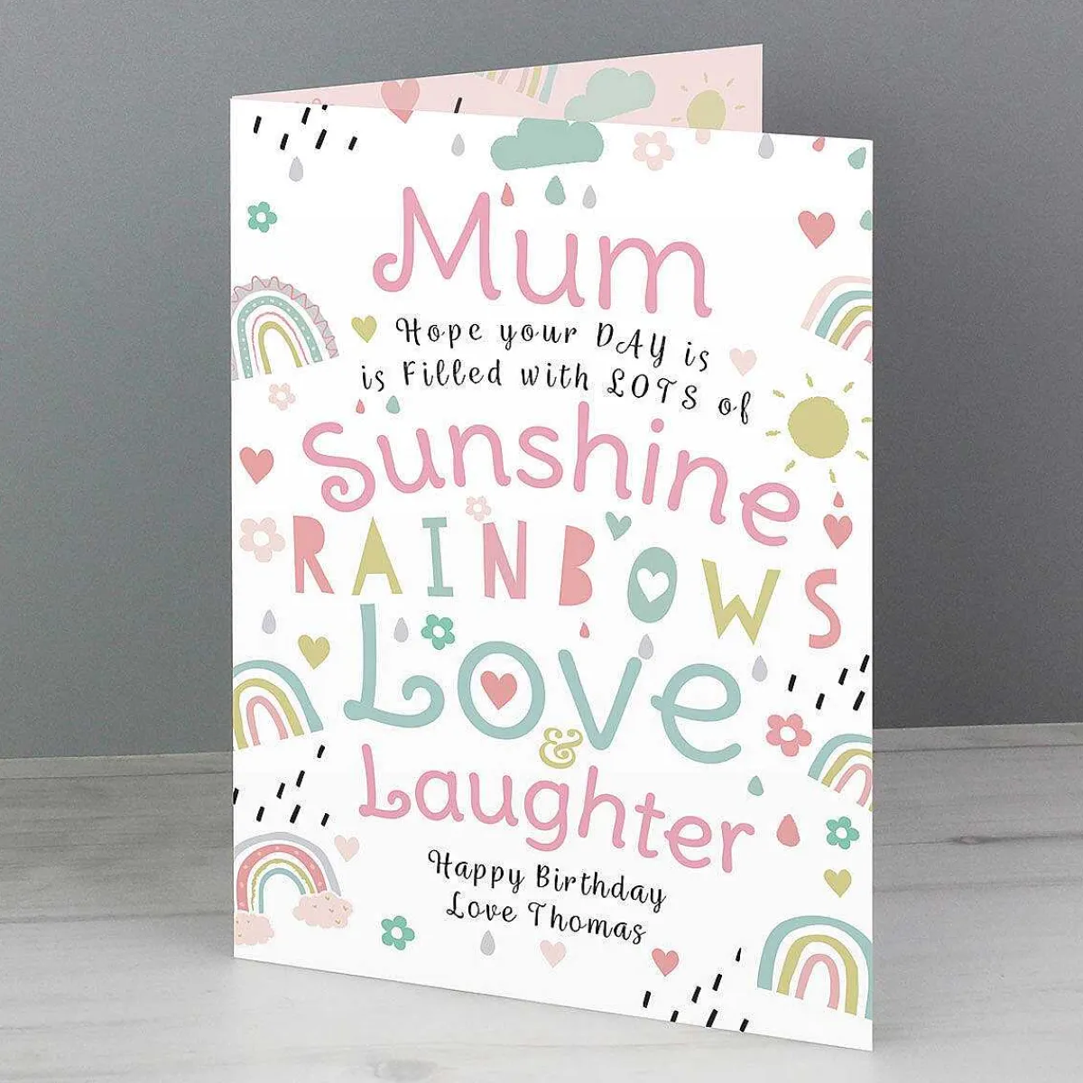 Personalised Rainbows & Sunshine Card>Temptation Gifts Store